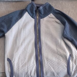 Howe Blue and Gray Zip Up Sweater
